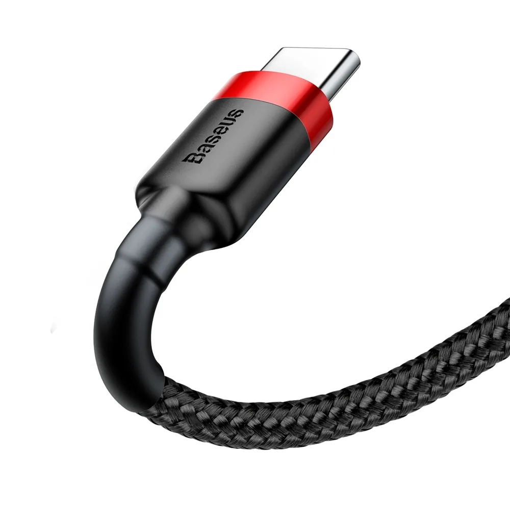 Tartós, rugalmas USB-C QC3.0 3A 1 m-es kábel, fekete és piros 2