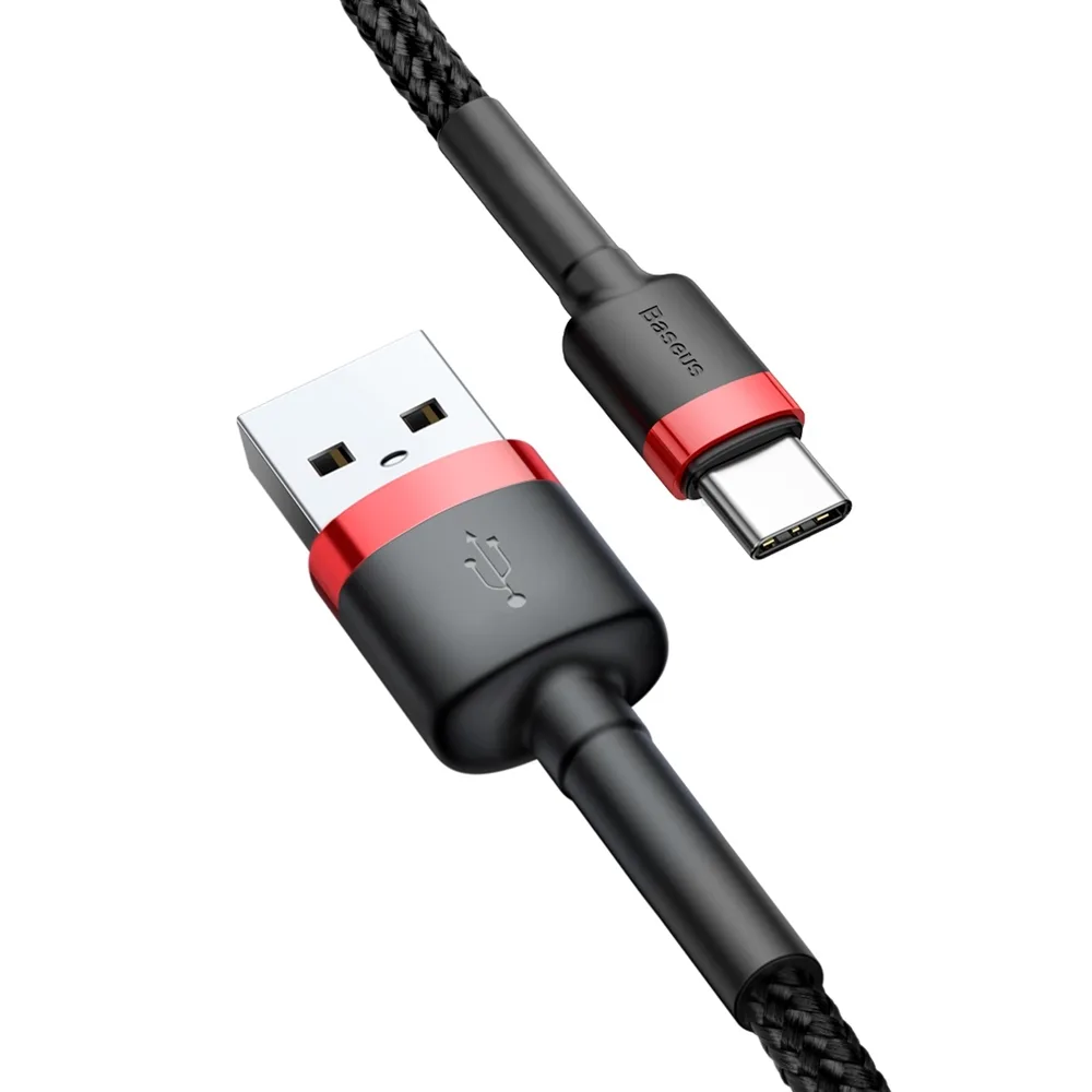 Tartós, rugalmas USB-C QC3.0 3A 1 m-es kábel, fekete és piros 7