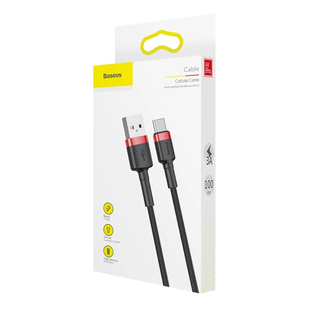 Tartós, rugalmas USB-C QC3.0 3A 1 m-es kábel, fekete és piros 9