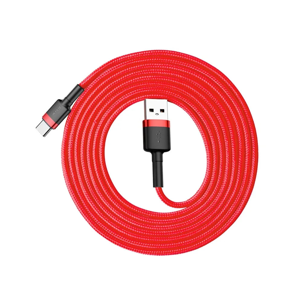 Tartós, rugalmas USB-C QC3.0 2A 2 m-es piros kábel 8