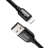Izdržljiv 3-u-1 USB MicroUSB iPhone Lightning USB-C kabel, 3,5 A, 1,2 m, crni 2