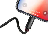 Izdržljiv 3-u-1 USB MicroUSB iPhone Lightning USB-C kabel, 3,5 A, 1,2 m, crni 4