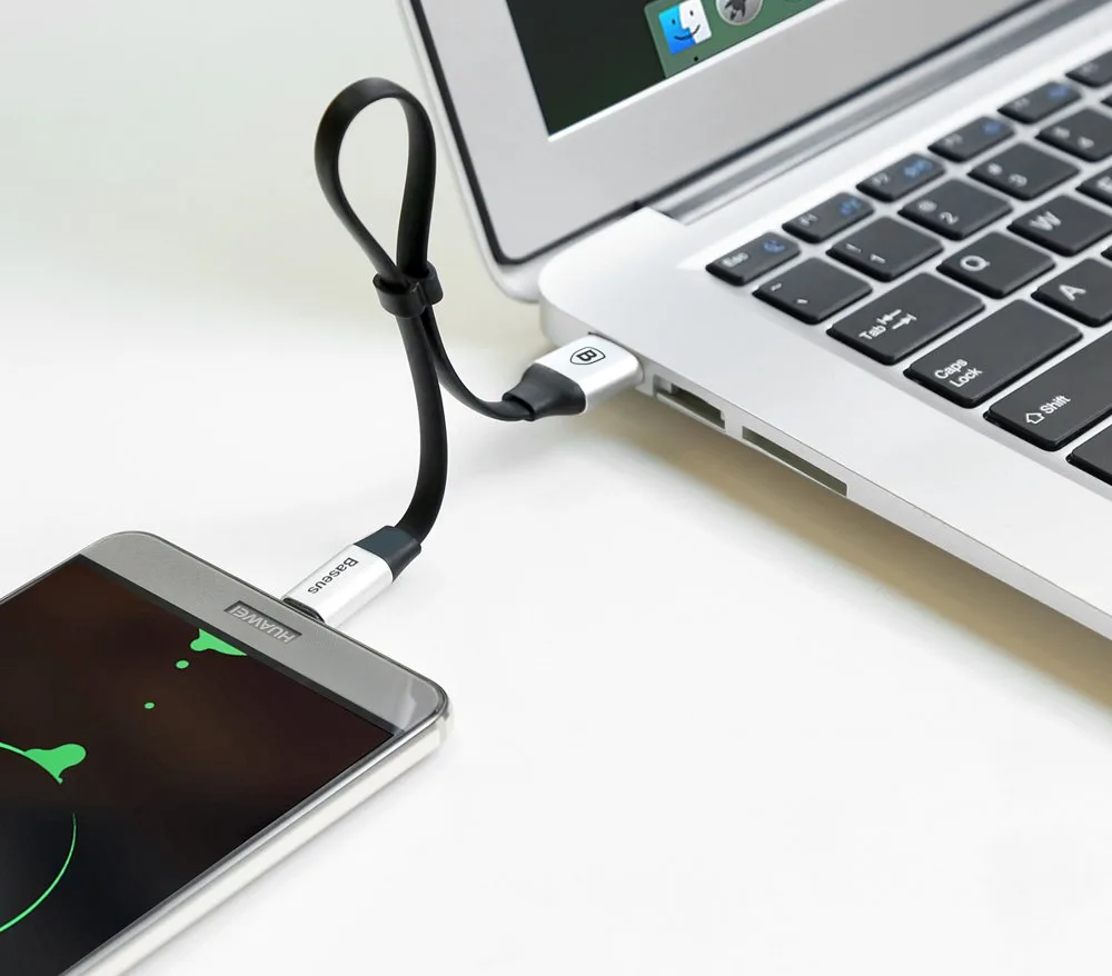 Flat USB-C cable with holder, 2A, 23 cm, black 10