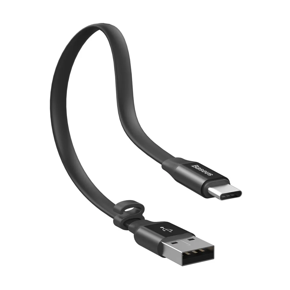 Flat USB-C cable with holder, 2A, 23 cm, black 3