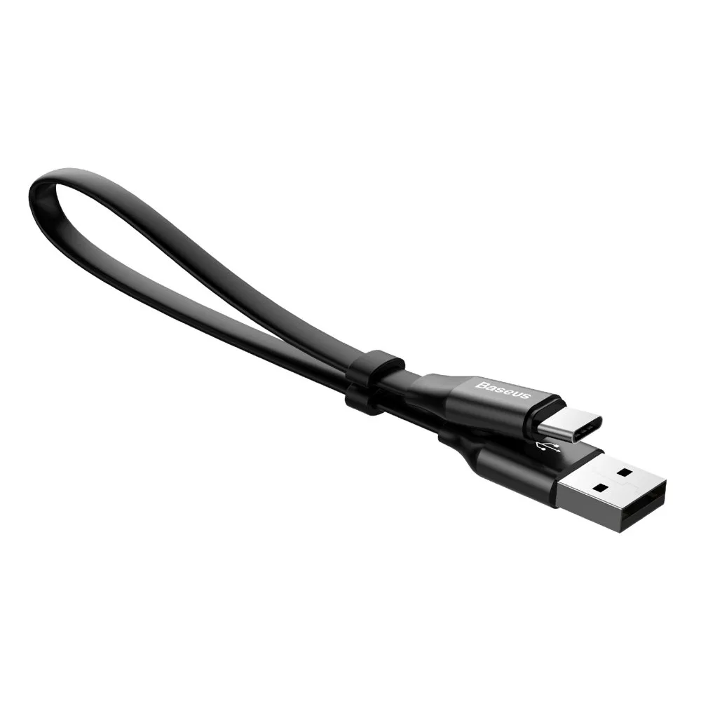 Flat USB-C cable with holder, 2A, 23 cm, black 4