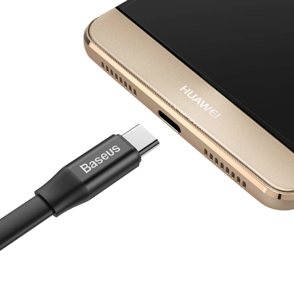 Flat USB-C cable with holder, 2A, 23 cm, black 5