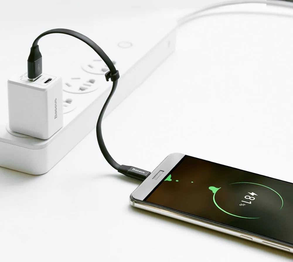 Flat USB-C cable with holder, 2A, 23 cm, black 9