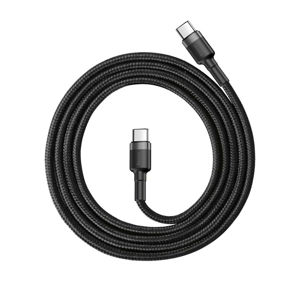 Tartós, rugalmas USB-C PD 2.0 60 W 20 V 3 A QC3.0 kábel, 1 m, fekete-szürke 2