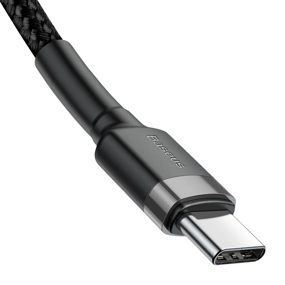 Tartós, rugalmas USB-C PD 2.0 60 W 20 V 3 A QC3.0 kábel, 1 m, fekete-szürke 5