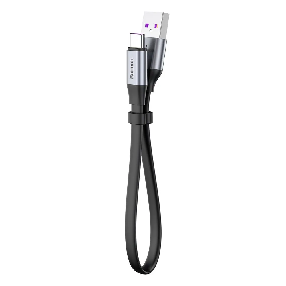 Simple flat USB to USB-C cable, 5A, 40W, Quick Charge 3.0 (QC 3.0), 23 cm, gray 3