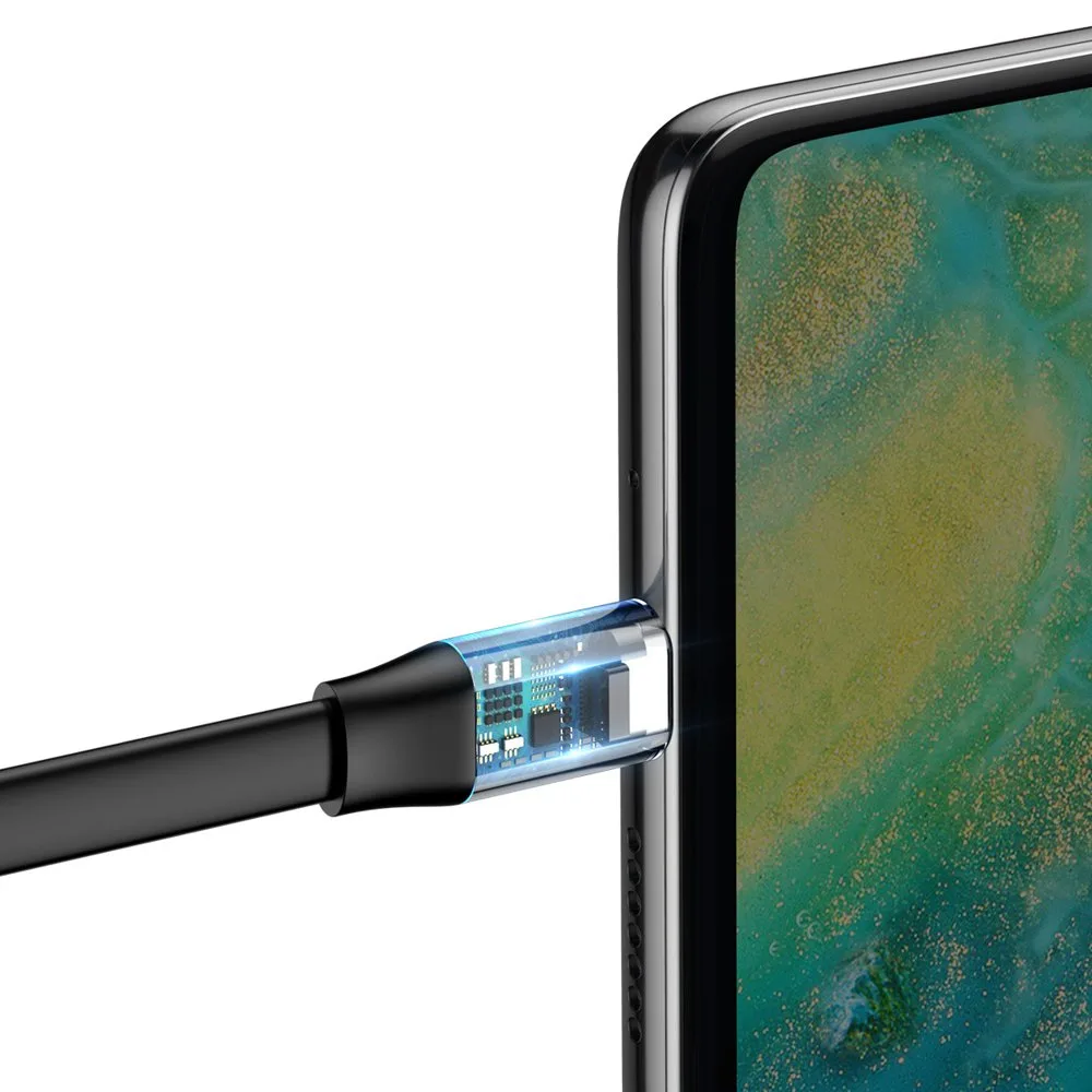 Simple flat USB to USB-C cable, 5A, 40W, Quick Charge 3.0 (QC 3.0), 23 cm, gray 6