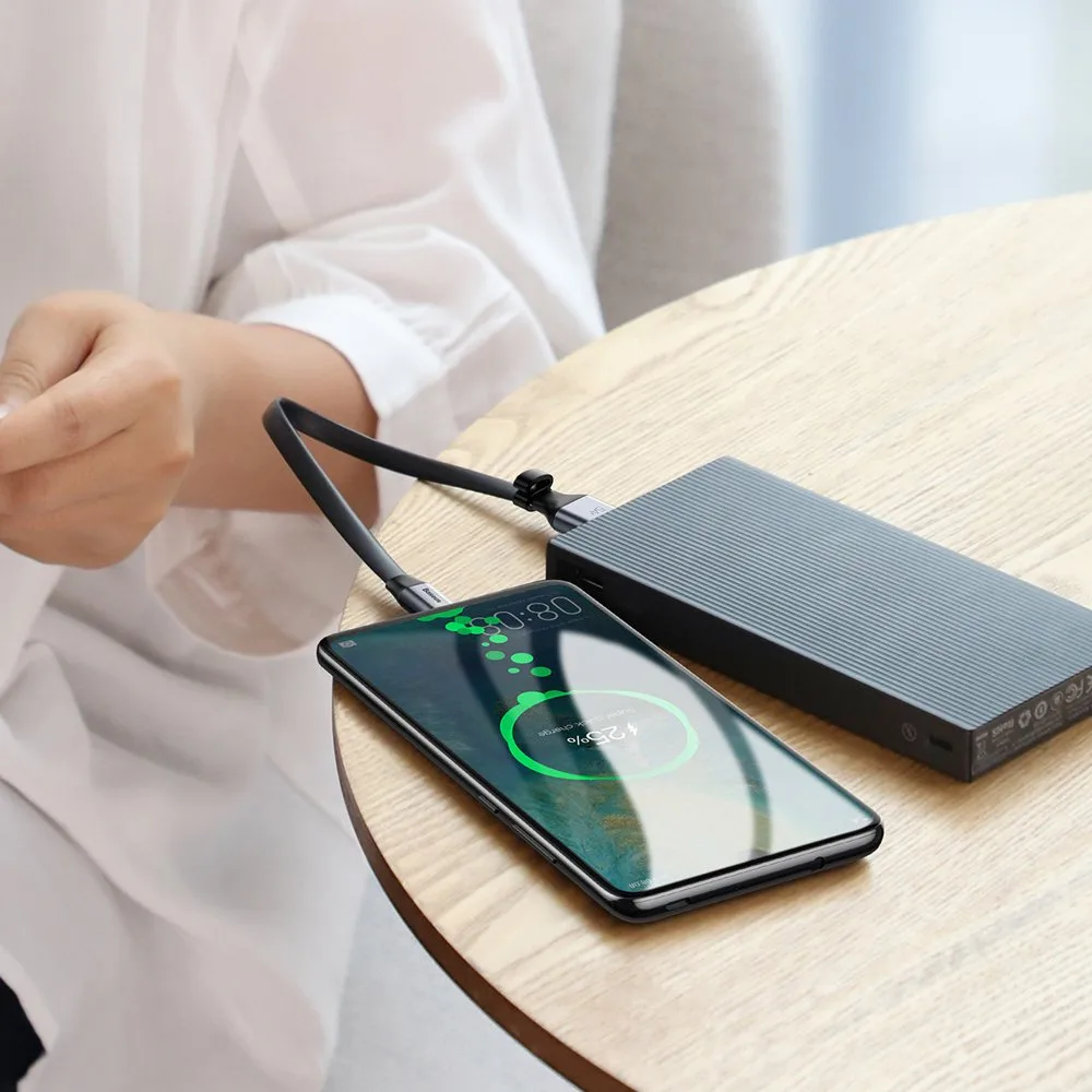 Simple flat USB to USB-C cable, 5A, 40W, Quick Charge 3.0 (QC 3.0), 23 cm, gray 8