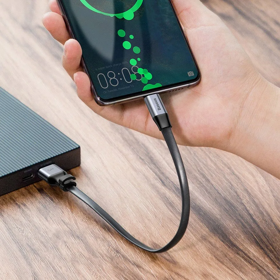Simple flat USB to USB-C cable, 5A, 40W, Quick Charge 3.0 (QC 3.0), 23 cm, gray 9