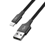 USB kábel 4 v 1 pre iPhone Lightning na 2 x USB-C a microUSB, opletený nylonom, 3,5 A, 1,2 m, čierny 2
