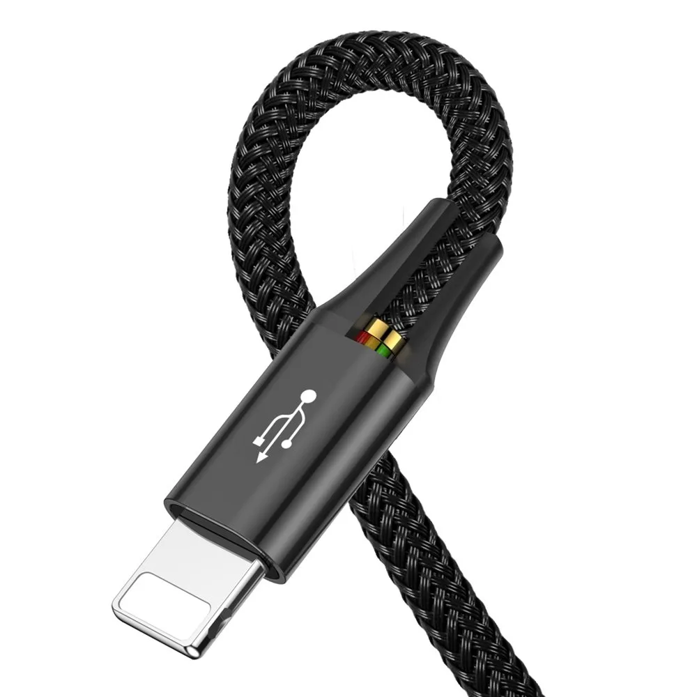 Cablu USB 4-în-1 pentru iPhone Lightning la 2 x USB-C și microUSB, împletit cu nailon, 3,5 A, 1,2 m, negru 3