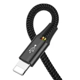 USB kábel 4 v 1 pre iPhone Lightning na 2 x USB-C a microUSB, opletený nylonom, 3,5 A, 1,2 m, čierny 3
