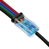 USB kábel 4 v 1 pre iPhone Lightning na 2 x USB-C a microUSB, opletený nylonom, 3,5 A, 1,2 m, čierny 9