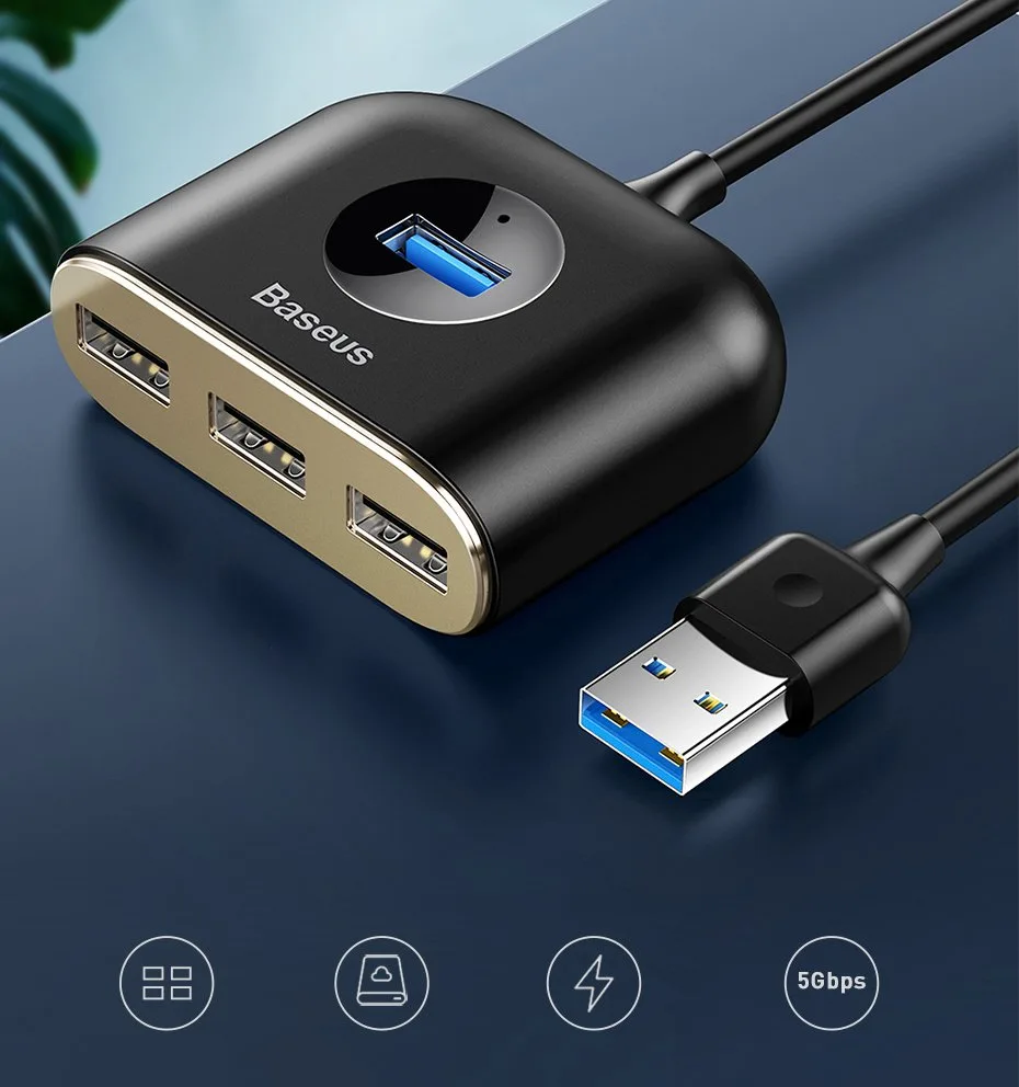 4-in-1 USB Hub Adapter USB 3.0 to USB 3.0*1 + USB 2.0*3 1m Black 8
