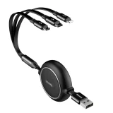 Retractable 3-in-1 USB MicroUSB iPhone Lightning USB-C Cable 3.5A 35cm 120cm Black 2
