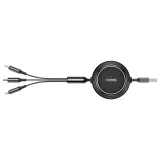 Retractable 3-in-1 USB MicroUSB iPhone Lightning USB-C Cable 3.5A 35cm 120cm Black 3