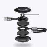 Retractable 3-in-1 USB MicroUSB iPhone Lightning USB-C Cable 3.5A 35cm 120cm Black 6
