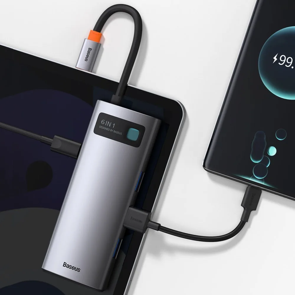 Multifunkčný rozbočovač USB-C PD HDMI 6 v 1 s 3x portmi USB 3.2 a RJ45 – sivý 11