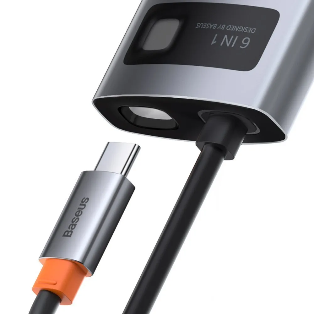 Multifunkčný rozbočovač USB-C PD HDMI 6 v 1 s 3x portmi USB 3.2 a RJ45 – sivý 3