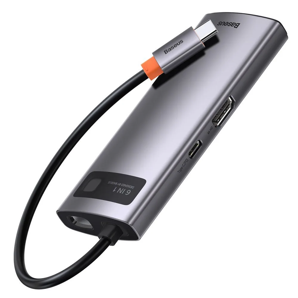 Multifunkčný rozbočovač USB-C PD HDMI 6 v 1 s 3x portmi USB 3.2 a RJ45 – sivý 7