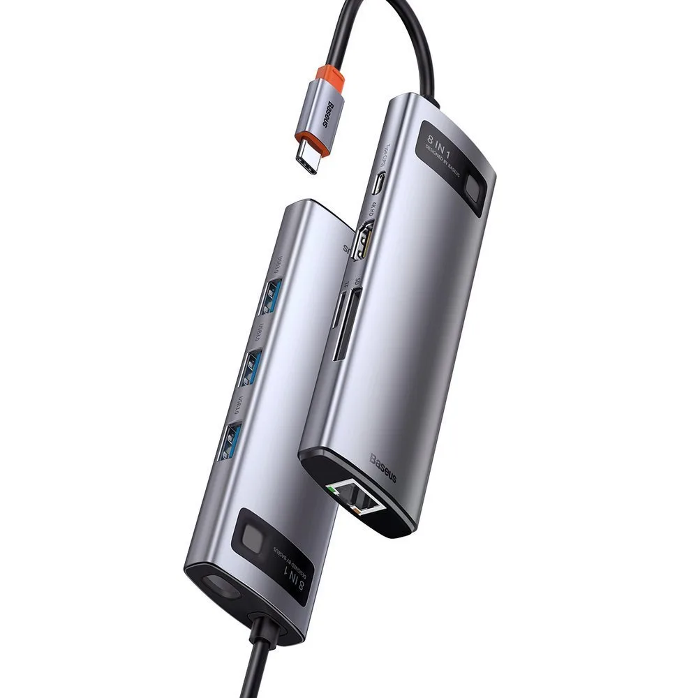 8-in-1-Multifunktions-Hub: USB, USB-C PD 100 W, HDMI, SD- und microSD-Kartenleser, 3x USB 3.2, RJ45, Grau 4