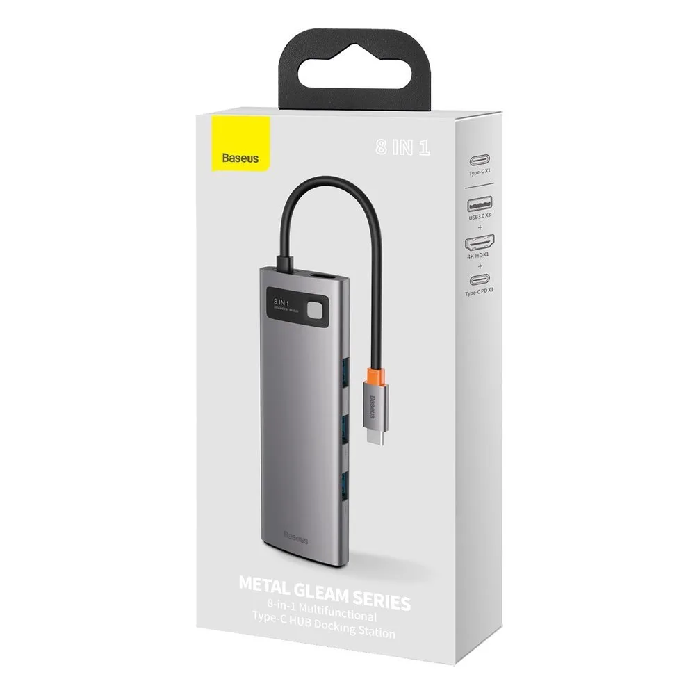 8-in-1-Multifunktions-Hub: USB, USB-C PD 100 W, HDMI, SD- und microSD-Kartenleser, 3x USB 3.2, RJ45, Grau 5