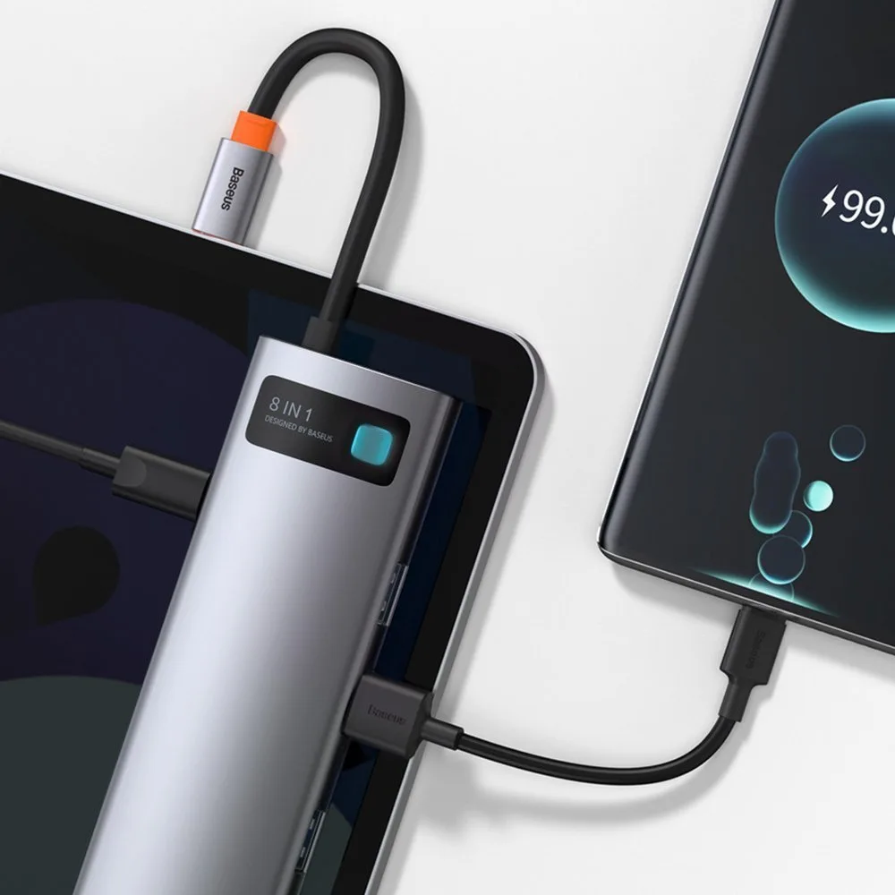 8-in-1-Multifunktions-Hub: USB, USB-C PD 100 W, HDMI, SD- und microSD-Kartenleser, 3x USB 3.2, RJ45, Grau 9