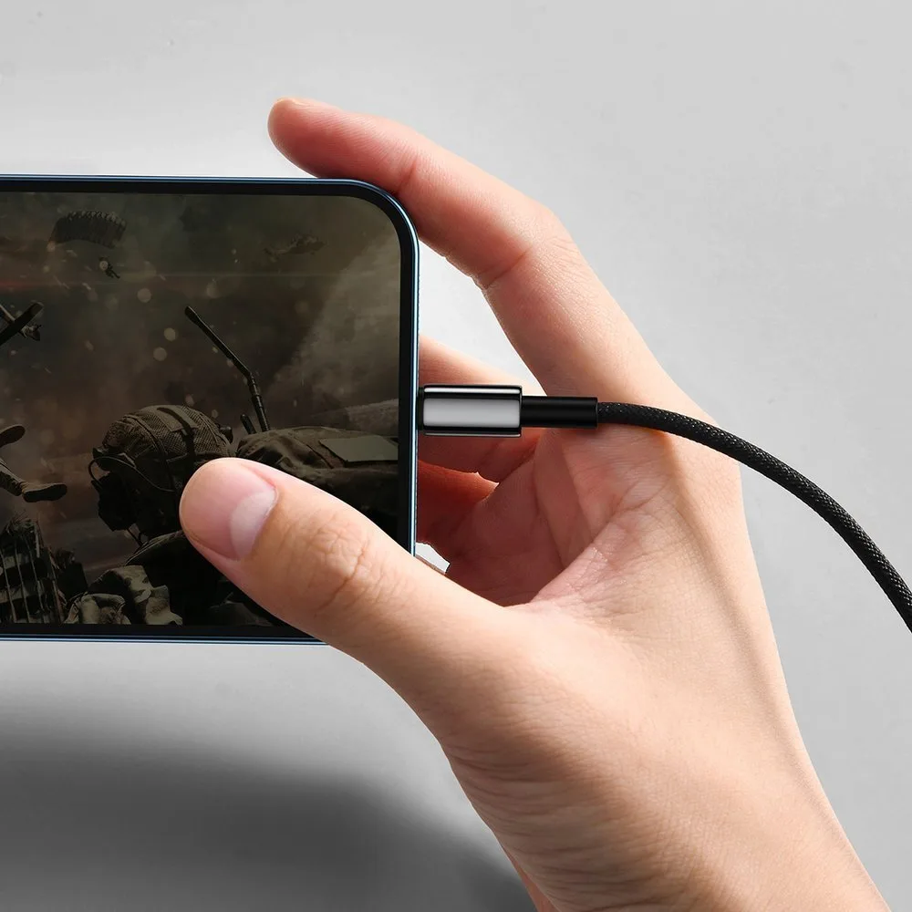 Mocny przewód kabel w oplocie USB Iphone Lightning 2.4 A 2 m czarny 11