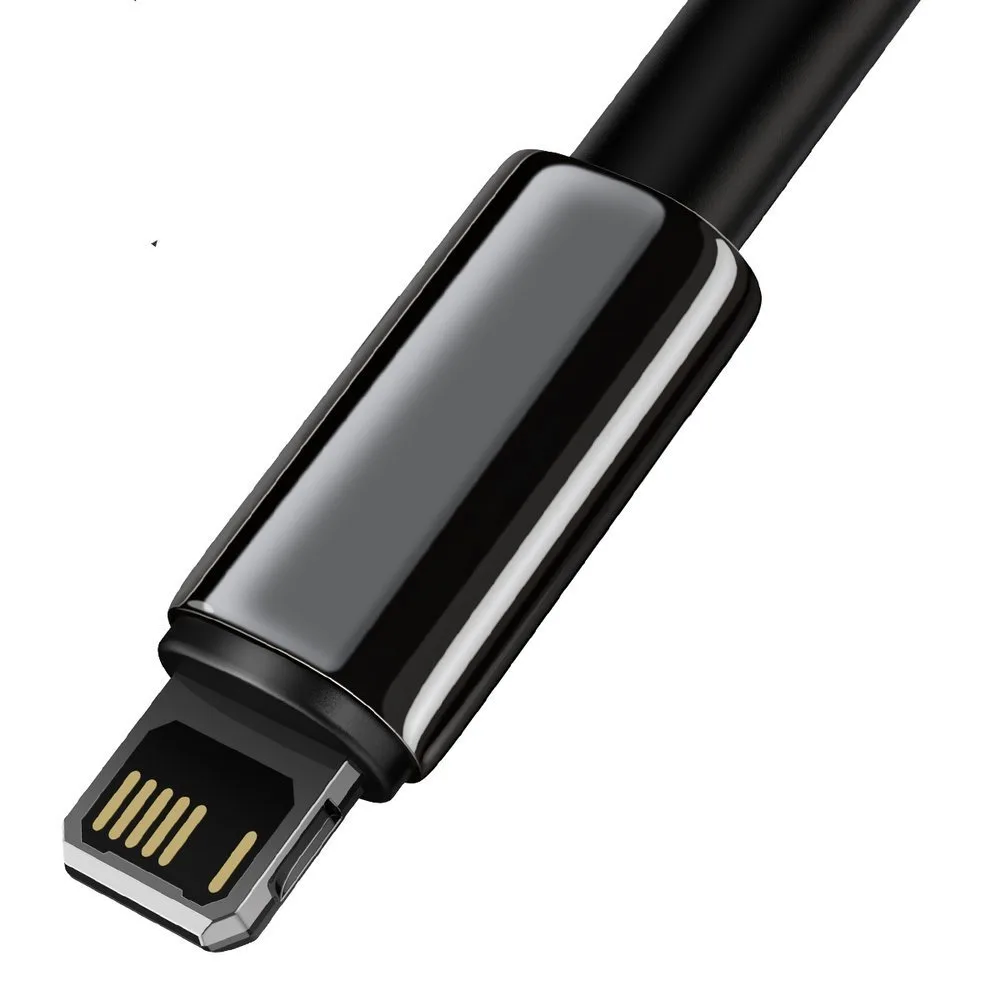 Mocny przewód kabel w oplocie USB Iphone Lightning 2.4 A 2 m czarny 2