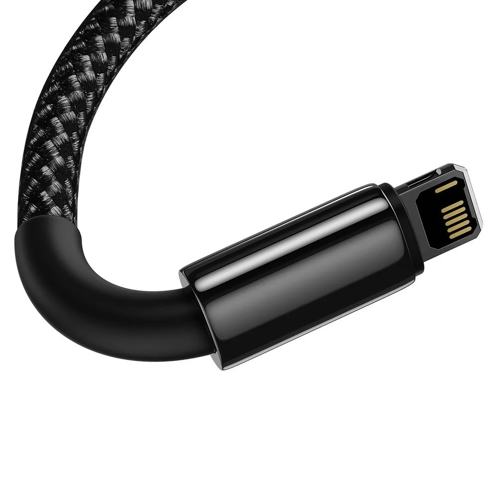 Mocny przewód kabel w oplocie USB Iphone Lightning 2.4 A 2 m czarny 4