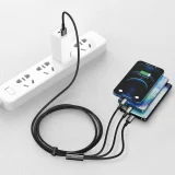 3 az 1-ben USB-C – iPhone Lightning – microUSB kábel, 3,5 A, 1,5 m, fekete 11