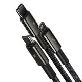 3 az 1-ben USB-C – iPhone Lightning – microUSB kábel, 3,5 A, 1,5 m, fekete 2
