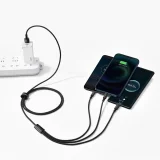 3 az 1-ben USB-C – iPhone Lightning – microUSB kábel, 3,5 A, 1,5 m, fekete 9