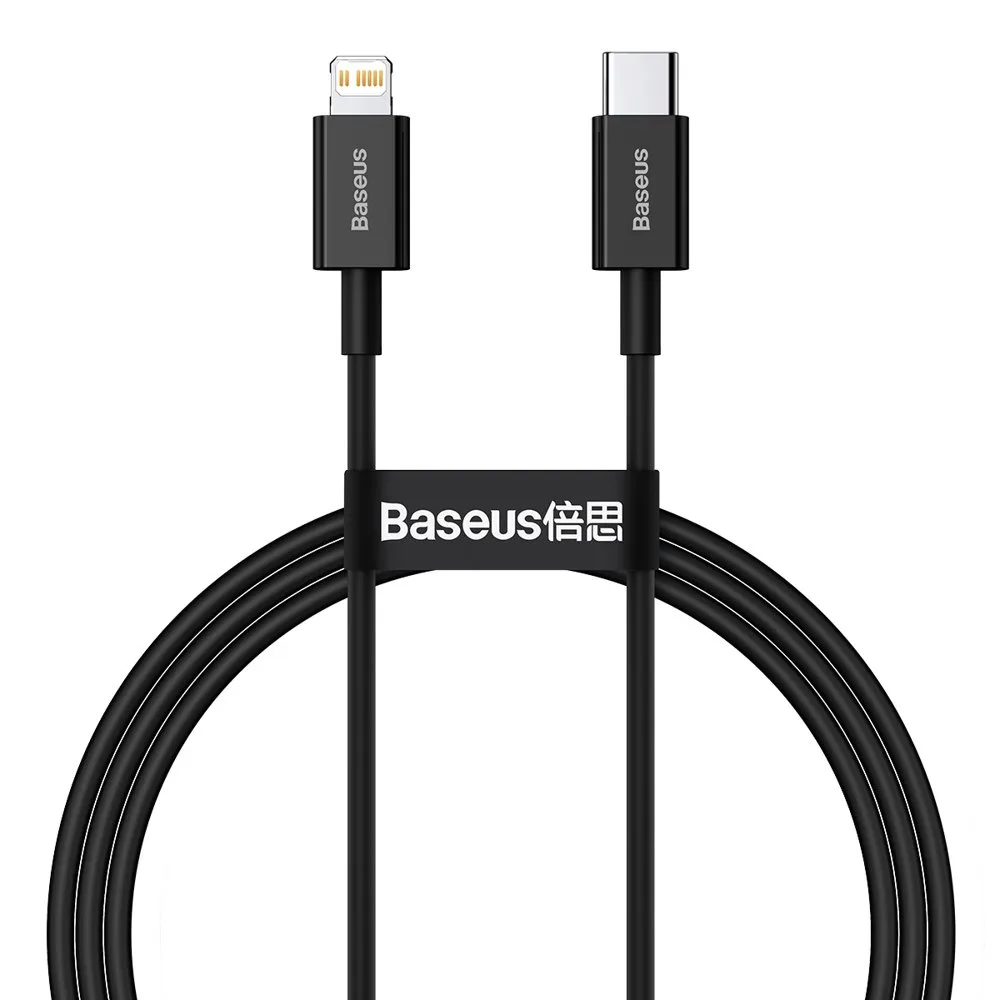 Superior USB-C to iPhone Lightning cable for fast charging, 20W, 1m, black Superior USB-C to iPhone Lightning cable for fast charging, 20W, 1m, black