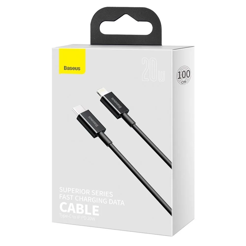Superior USB-C to iPhone Lightning cable for fast charging, 20W, 1m, black 5