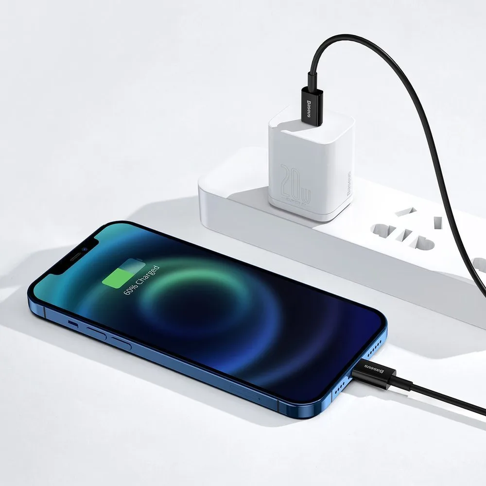Superior USB-C to iPhone Lightning cable for fast charging, 20W, 1m, black 9