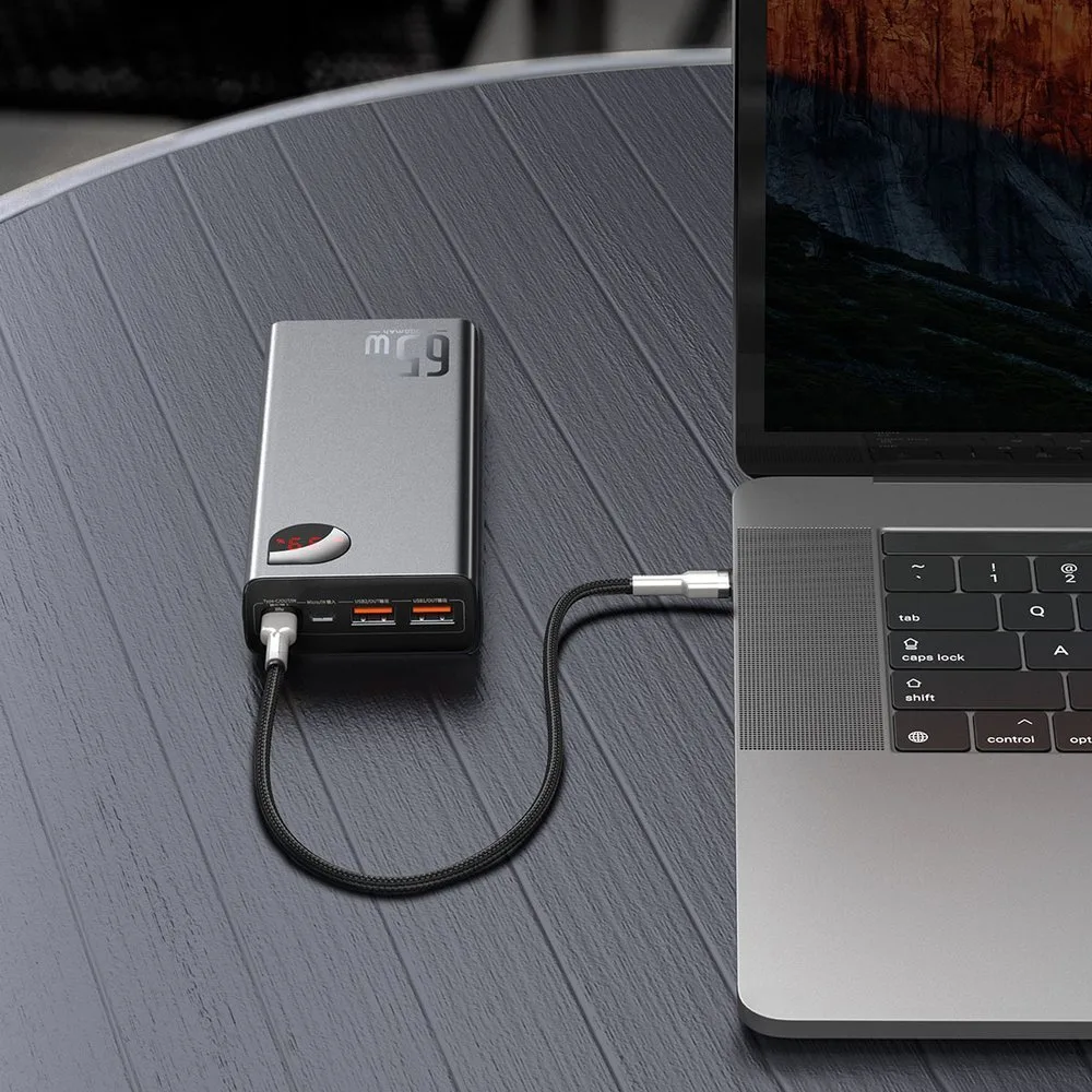 Adaman Power Bank 2x USB, 1x USB-C, 1x microUSB, 20000 mAh, 65 W-os gyorstöltés, fekete 10