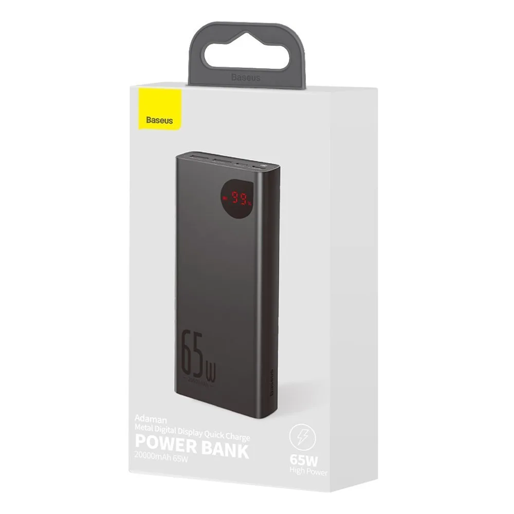 Adaman Power Bank 2x USB, 1x USB-C, 1x microUSB, 20000 mAh, 65 W-os gyorstöltés, fekete 6