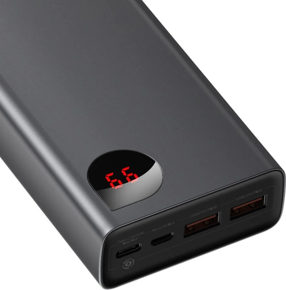 Adaman Power Bank 2x USB, 1x USB-C, 1x microUSB, 20000 mAh, 65 W-os gyorstöltés, fekete 8