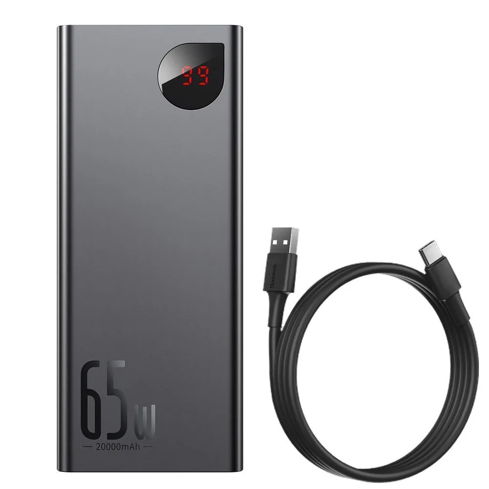 Adaman Power Bank 2x USB, 1x USB-C, 1x microUSB, 20000 mAh, 65 W-os gyorstöltés, fekete 9