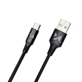 Mocny kabel przewód w oplocie USB microUSB 2.4A 1m czarny 2