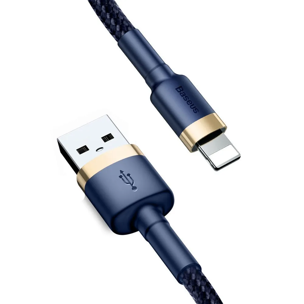 Tartós nylon USB-kábel iPhone Lightninghez, QC3.0, 1,5 A, 2 m, kék 2