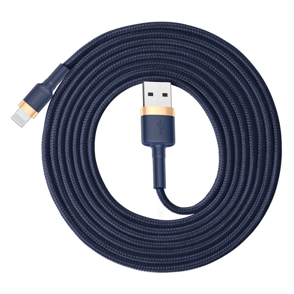 Tartós nylon USB-kábel iPhone Lightninghez, QC3.0, 1,5 A, 2 m, kék 3