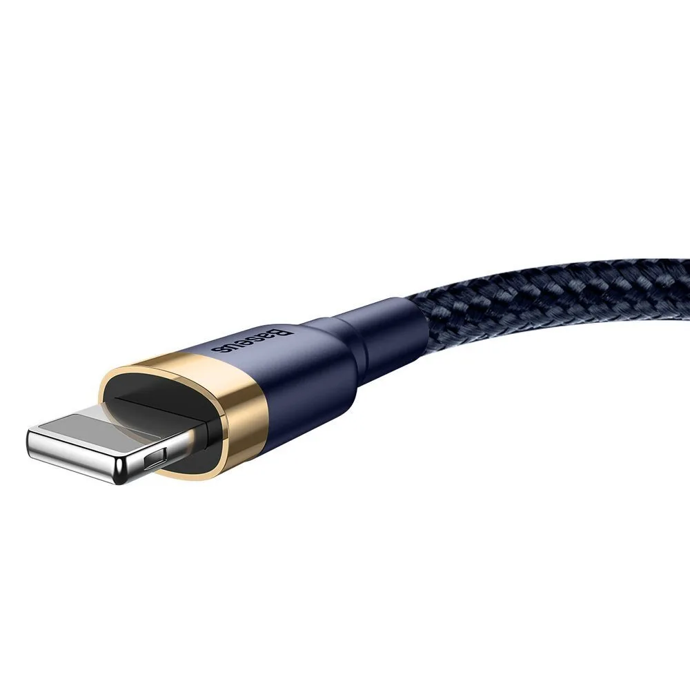 Tartós nylon USB-kábel iPhone Lightninghez, QC3.0, 1,5 A, 2 m, kék 4