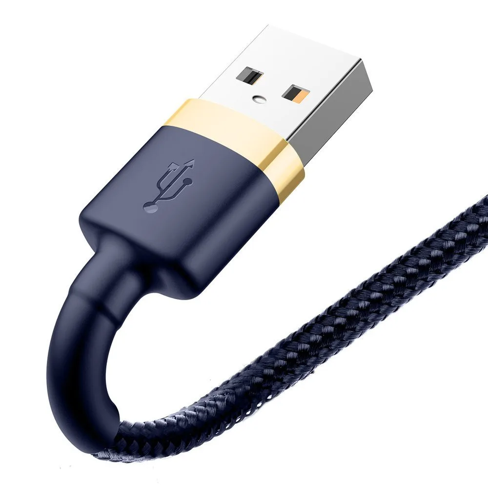Tartós nylon USB-kábel iPhone Lightninghez, QC3.0, 1,5 A, 2 m, kék 5