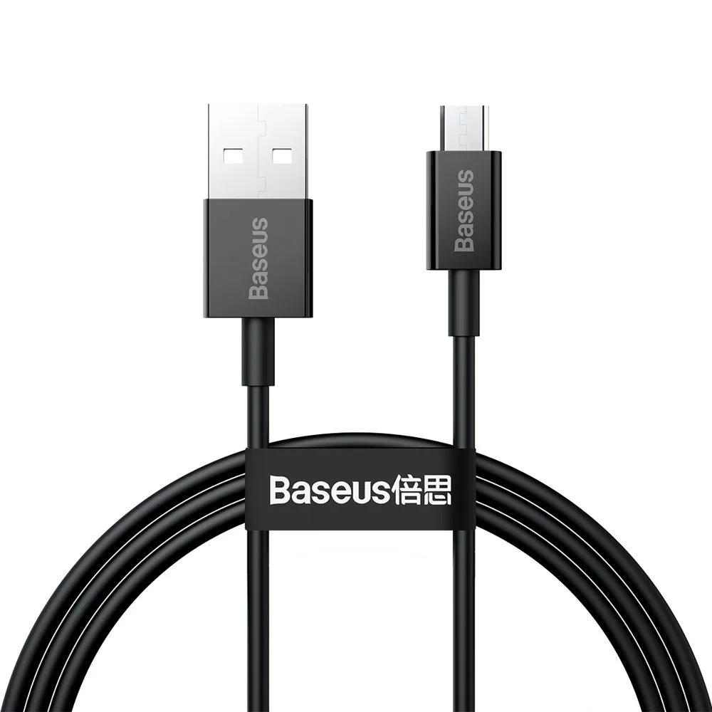 Kiváló minőségű USB–microUSB kábel gyors töltéshez, 2 A, 1 m, fekete